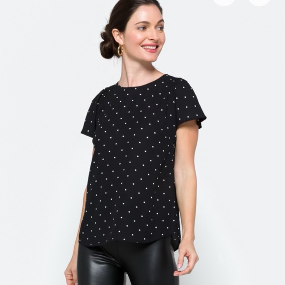 CeCe Tops - CeCe Black and White Polka Dot Blouse